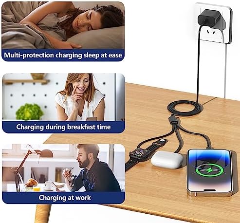 Premium 5 W Fast Charging USB C Cable for Apple Watch – 6 ft Magnetic Charger, MFi Certified, Compatible with Series SE2/8/7 & All Sizes 38 mm to 45 mm – Reliable & Efficient Power Solution for On-the-Go Users