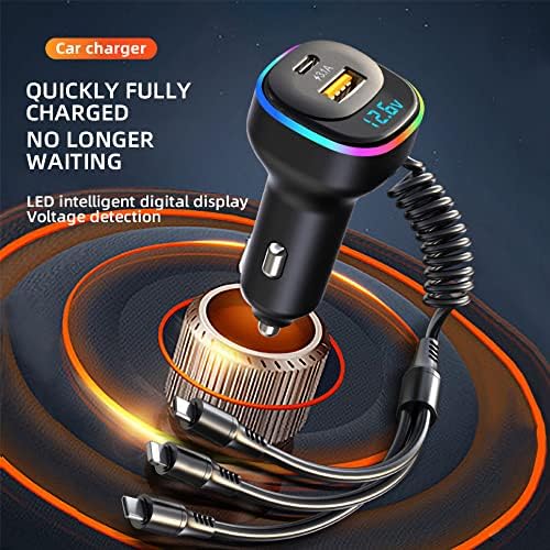 Ultra-Fast 100 W USB C Car Charger – 3-in-1 PD35 W Adapter for i Phone 15 Pro Max, Samsung Galaxy S22/21 & Google Pixel – Multi-Device Compatibility with Safety Features for On-the-Go Charging Efficiency