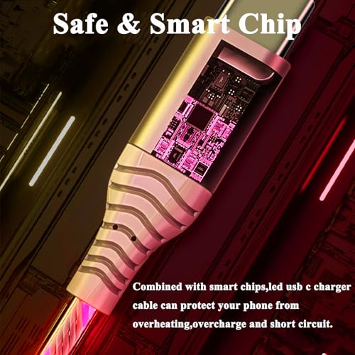 Illuminate Your Charging Experience with the 6.6 FT Light Up USB Type C Charger Cable – 3 A Fast Charge LED Cord for i Phone 16/15 Series & Samsung Galaxy S20/S10/S9/S8, LG V40/V30 – Stylish, Durable, and Enhanced Compatibility for Modern Devices