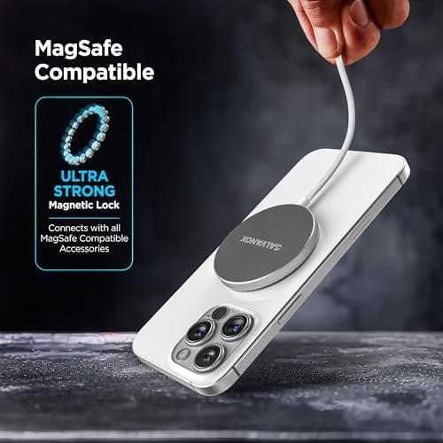 Galvanox 10-Foot Magnetic Wireless Charger for i Phone – Fast 15 W Charging Pad with Enhanced Compatibility, Sleek Anodized Aluminum Design – Stay Connected with Extended Reach and Convenience