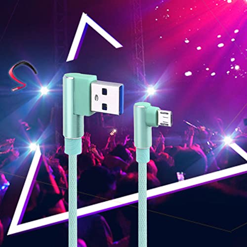 90-Degree USB Micro Cable – 1 m Nylon Braided Right Angle Charger for Universal Phones – Fast 2.4 A Data Transmission – Durable & Tangle-Free Connectivity Solution for Enhanced Performance