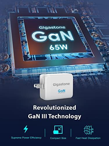 Gigastone 65 W Ga N USB C Charger 2-Pack: Ultimate Fast Charging Solution with Intelligent Power Allocation for Mac Book, Dell XPS, i Phone 16/15, i Pad, Galaxy S24 – Compact Foldable Travel Adapter for Maximum Compatibility and Efficiency