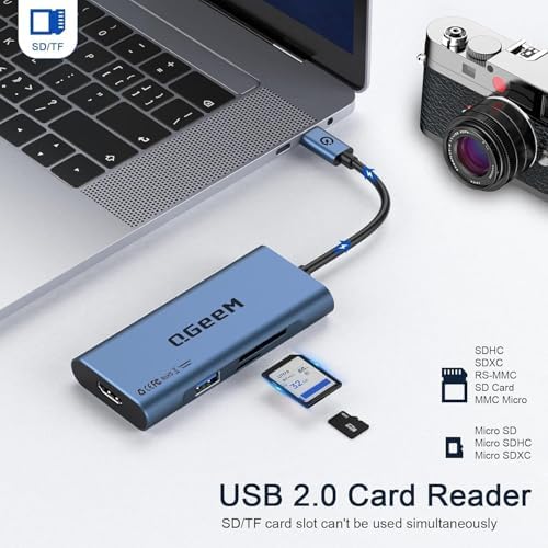 Elevate Your Connectivity Game with the QGee M 7-in-1 USB C Hub – Ultimate 4 K HDMI Adapter for Mac Book, i Phone 15/16, i Pad Pro Max & Chromebook – 100 W Power Delivery, High-Speed USB 3.0 Ports & Integrated Card Reader in Sleek Grey for Superior Performance and Unmatched Versatility