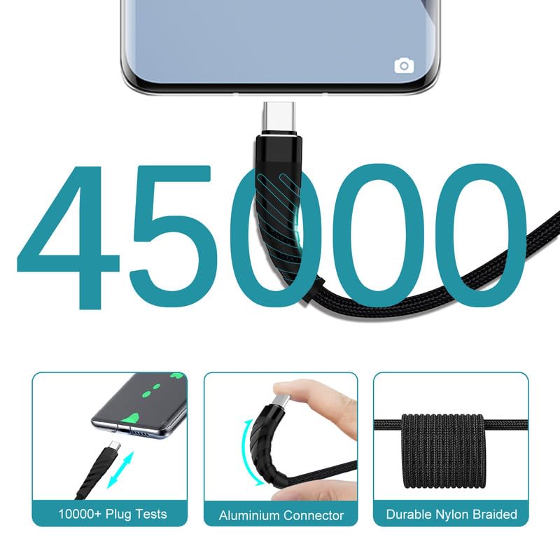 60 W Fast Charging USB C to USB C Cable – 10 FT Durable Braided Charger Cord for i Phone 16/15, Samsung, Android, Huawei, Google, Mac Book & More – Unmatched Compatibility & High-Speed Data Transfer