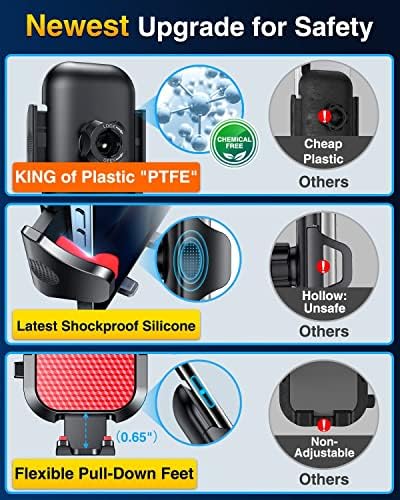 VANMASS Ace Car Phone Holder Mount – Upgraded Military Steel Hook & Super Suction Cup for Ultimate Hands-Free Navigation – Compatible with i Phone 14, 13, 12 Pro Max & Samsung – Versatile Dashboard, Windshield & Air Vent Stand for Enhanced Driving Safety