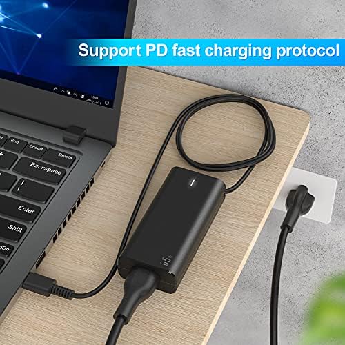 High-Performance 65 W USB-C Power Adapter for Dell, Lenovo, HP & Mac Book – Fast Charging with Superior Safety Features and Space-Saving Design – Ideal for Chromebook, XPS, Yoga & More – Includes 3.3 ft AC Cord and User Manual – Ultimate Compatibility for All USB-C Laptops