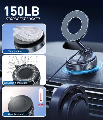 Innovative 360° Magnetic Phone Holder with Ultra Suction – 150 lbs Capacity for i Phone & Android, Mag Safe Compatible, Ideal for Vehicles, Gyms, and Home Use Revolutionize your mobile experience with our state-of-the-art Vacuum Magnetic Phone Mount, meticulously crafted for ultimate stability and performance. Equipped with a powerful 150 lbs ultra suction cup, this holder guarantees that your device remains firmly in place across various settings. Enjoy seamless 360-degree rotation for personalized viewing angles, making hands-free navigation and communication a breeze while driving or exercising. Designed to work flawlessly with Mag Safe technology, it accommodates both i Phone and Android smartphones, enhancing usability and convenience. Versatile enough for applications in cars, fitness centers, or on mirrors, this durable and user-friendly accessory enables quick setup and removal. Elevate your smartphone management with this premium device holder that emphasizes safety, reliability, and functionality for today’s active lifestyle.