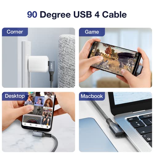 LEIRUI Thunderbolt 4 Right Angle USB-C Cable – 40 Gbps High-Speed Data Transfer, 8 K@60 Hz Video Output, 240 W Fast Charging – Premium USB4 Cable for i Phone 15 Pro, Mac Books, i Pad Pro, Enhanced Durability & Compatibility