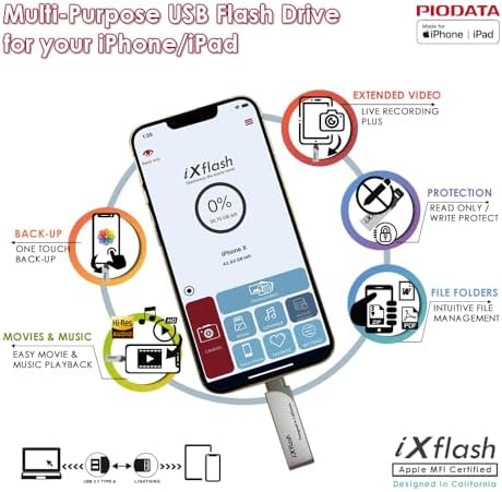 Revolutionize Your Storage with the i Xflash 256 GB Lightning Flash Drive – Apple MFi Certified USB 3.1 for i Phone & i Pad – Fast Data Transfer, Versatile Compatibility with Windows/Mac, Perfect for Hi-Res Audio and Media Backup