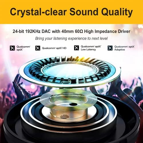 Revolutionize Your Home Audio Experience with Cutting-Edge Wireless Over-Ear Headphones – Enjoy Next-Gen Bluetooth 5.3 for Lightning-Fast Streaming, apt X Low Latency for Flawless Syncing, and a Staggering 50 Hours of Pure High-Fidelity Sound – Perfect for Movie Buffs and Audiophiles Alike – Versatile Connectivity Options Including Digital Optical TOSLINK, RCA, and AUX – Indulge in Luxurious Comfort and Exceptional Sound Isolation for a Truly Immersive Listening Adventure