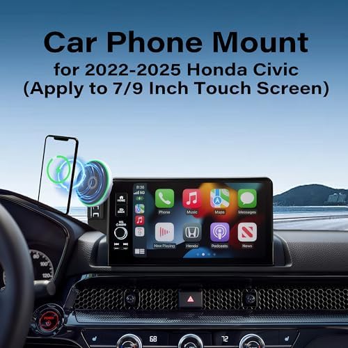 Car Phone Holder for 2022-2025 Honda Civic Accessories Apply to 7/9 Inch Touch Screen 15W Fast Wireless Charger Screen Fixed Clip Cell Phone Mount Hands-Free 360 Degree Rotation – Enhanced Compatibility and Speed