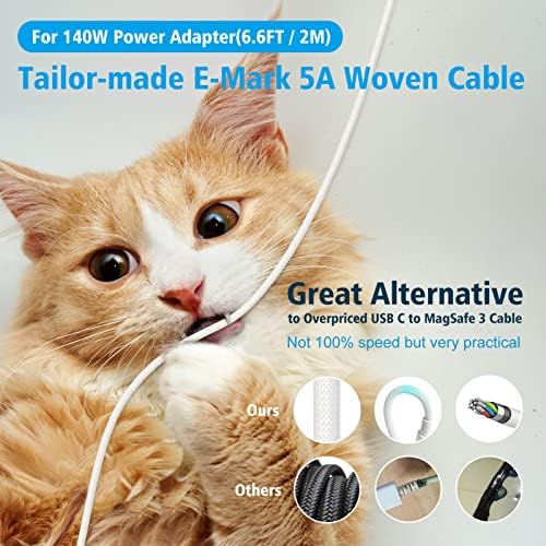 Premium 140 W USB-C Power Adapter and 6.6 FT Braided Charging Cable for Mac Book Pro & Air – Fast Charging Solutions for i Pad Pro & Air M2, Enhanced Compatibility for Modern Tech Users, Perfect for Professionals and Creatives