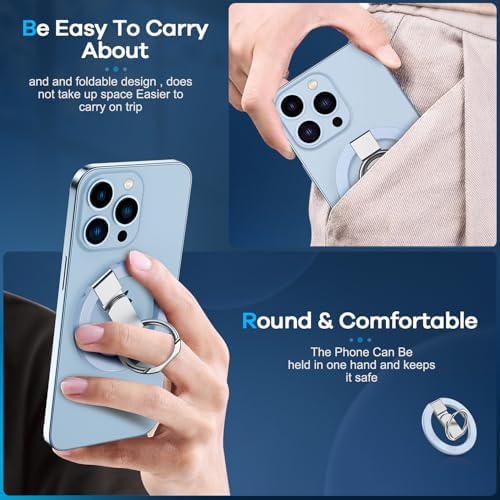Enhance Your Mobile Experience with the Blue Magnetic Phone Ring Holder for Mag Safe – Premium Ergonomic Grip and Versatile Stand for i Phones and Smart Devices – Stylish, Durable, and Easy-to-Clean Accessory for Everyday Use and Hands-Free Convenience