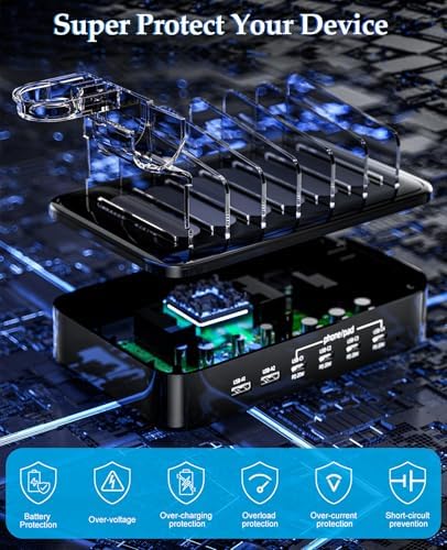 Ultimate 100 W Multi-Device Charging Station – Fast USB-C Dock for i Phones, Androids, i Pads, Kindles & Smartwatches – Sleek Organizer with Intelligent Charging for Home & Office Efficiency