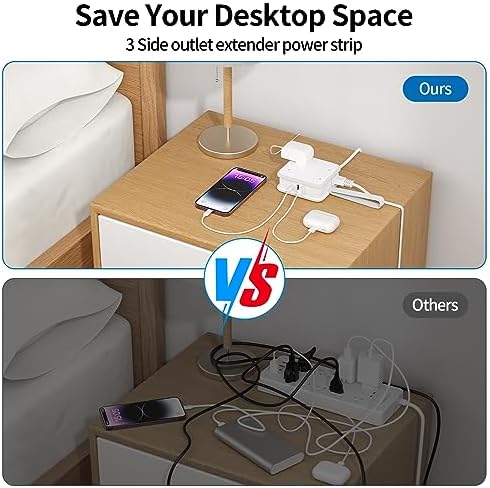 NTONPOWER 8-Outlet Flat Plug Power Strip with 45 W USB-C Fast Charging Port – Compact Multi-Device Extender with 5 ft Cord, Ideal for Home and Travel, Compatible with i Phone, Mac Book Pro, Tablets, and Samsung – Smart Design for Organized Charging Solutions