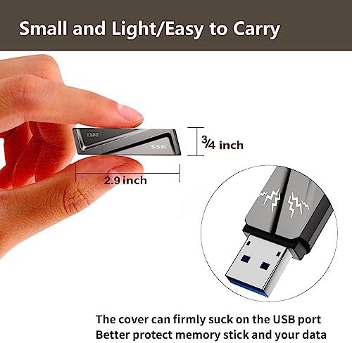 SSK 128 GB USB Flash Drive – Ultra-Fast 550 MB/s Transfer Speed with USB 3.2 Gen2 & USB-C Adapter – Versatile External Solid State Drive for Smartphones, Mac Book Pro/Air, and More – Effortless File Access, Enhanced Compatibility & Portability