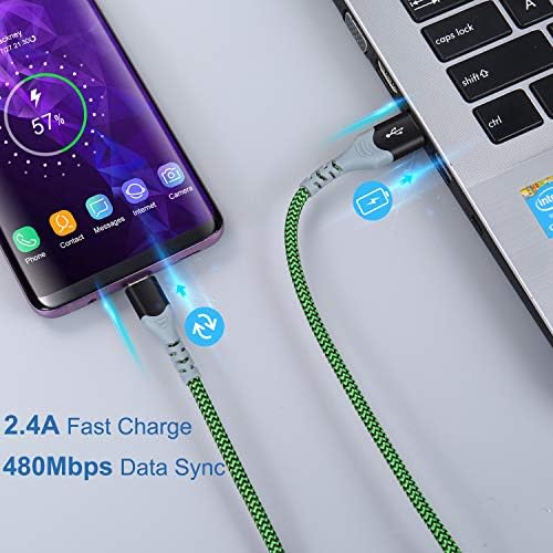 10 ft USB Type C Charger Cable 6 Pack – Durable Braided Fast Charging Cords for Samsung Galaxy S24, S23, S22, S21, S20, S10, S9, A Series & LG Devices – Tangle-Free, High-Speed Data Transfer for Home, Office, and Travel