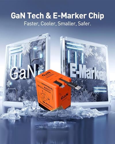 Revolutionize Your Charging Experience with the W&O 45 W Ga N Dual Device Fast Charging Wall Charger – Ultra-Compact with Retractable Lightning & Type-C Cables for i Phone 16/15/14/13/12/11, Galaxy S25/24, and All Android Devices – Perfect Travel Companion for Enhanced Speed, Versatility, and Portability