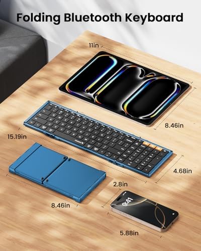 Portable Full-Size Proto Arc Bluetooth Keyboard XK01 – Foldable Wireless Keyboard with Numeric Keypad for i Pad, Tablets, Smartphones, and Laptops – Rechargeable Multi-Device Solution for Windows, i OS & Android – Ultimate Travel Companion for On-the-Go Professionals