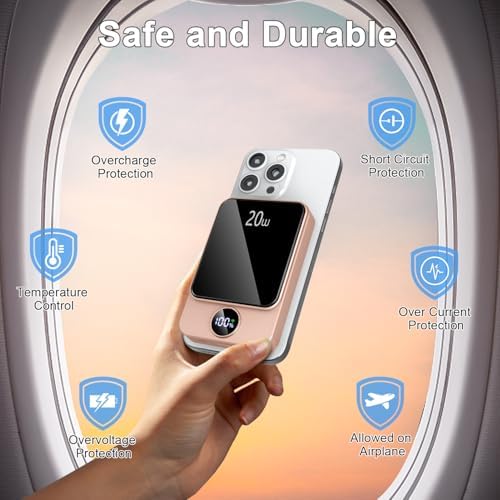 Magnetic Power Bank 10000 m Ah with PD 20 W Fast Charging – Ultra-Compact Portable Charger Compatible with Mag Safe for i Phone 12/13/14/15/16 Pro/Pro Max, Samsung, and Android Devices – Rapid Charging Solution for On-the-Go Power Needs