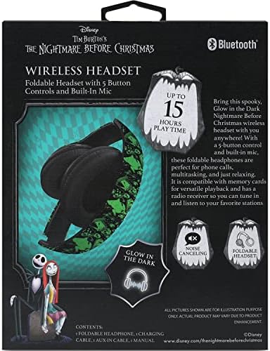 Magical Sally & Friends Bluetooth Headphones – Wireless Over-Ear Design for Kids & Adults – IJOY Nightmare Before Christmas Headset with Built-in Microphone – Exceptional Sound Quality & Universal Device Compatibility for Unmatched Audio Experience