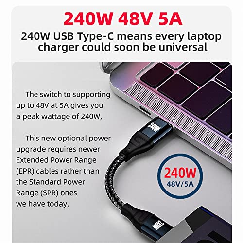 NFHK 240 W USB-C Type-C Charging Cable – 90-Degree Low Profile Angled Design for Optimal Convenience | 480 Mbps Fast Data Transfer | 200 cm Length for Laptop, Tablet & Phone Compatibility | Enhanced Durability & Performance