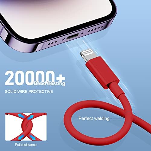 3 Pack of 10-Foot Apple MFi Certified Lightning Cables – Durable USB Charger for i Phone Models 14, 13, 12 Pro/Pro Max, XR, X, 8, 7, 6, 5 Plus, SE – Fast Charging & Extended Reach for Home and Office Use