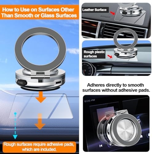Revolutionize Your Driving with the AICase Magnetic Phone Holder – 360° Rotatable Electric Suction Cup Mount for i Phone & Android, Mag Safe Compatible with Adhesive Pad for Uneven Surfaces – Ultimate Stability & Hands-Free Convenience