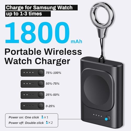 Portable 1800 m Ah Galaxy Watch Charger with Keychain – Fast Charging Solution for Galaxy Watch 7 Ultra, 6, 5 Pro, FE, and More – Compact and Durable Smartwatch Charging Accessory for On-the-Go Power