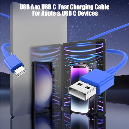 6 FT USB A to USB C Carplay Charging Cable – 3-Pack for i Phone 15/16, i Pad Pro/Air/Mini, Samsung Galaxy S25/S24/S23, and Mac Book – Fast Charging & High-Speed Data Transfer for Enhanced Compatibility on the Go