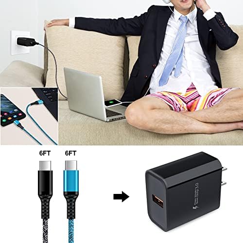 Ultra-Fast 18 W QC3.0 USB-C Wall Charger & Sturdy USB-A Cable – Optimized for Samsung Galaxy A & S Series, Delivering Lightning-Quick Power, Compact for Travel, and Equipped with Superior Safety Features for Reliable Charging