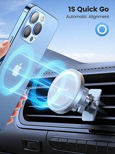 VICSEED Mag Safe Car Mount – Ultimate Magnetic Phone Holder for i Phone 16 Pro Max, 15, 14, 13, 12 Plus & Mini | 360-Degree Adjustable Vent Clip for Enhanced Safety & Convenience | Powerful Magnet for Unmatched Stability & Effortless Hands-Free Navigation | Sleek Design for Modern Vehicles