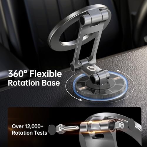 SYNCWIRE Mag Safe Car Mount – Advanced Magnetic Phone Holder for Secure Dashboard Use, 360° Flexible Rotation for i Phone 12-16 Pro Max – Optimal Safety & Enhanced Accessibility While Driving