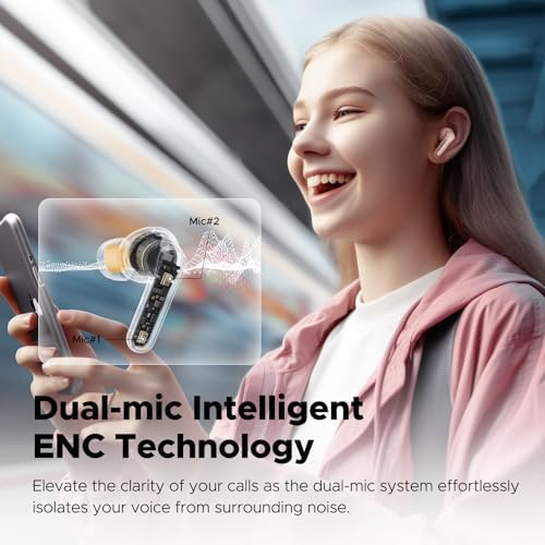 Affordable Sound PEATS Clear Wireless Earbuds – Bluetooth 5.3 Headphones with 12 mm Drivers for Deep Bass, Enhanced Call Clarity with Dual Mic and ENC, Gaming Mode for Low Latency, 40-Hour Playtime, IPX4 Water Resistance, Custom EQ via App for Tailored Audio Experience