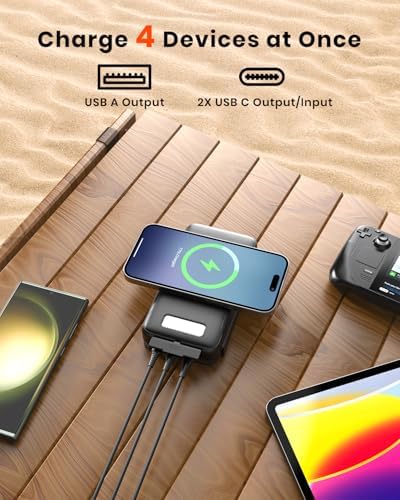 Ultimate FEELLE Solar Power Bank – 27,000 m Ah High-Capacity Wireless Charger with 4 Efficient Solar Panels, 22.5 W Fast Charging, Dual USB-C Ports, Ideal for Outdoor Adventures and All Smartphones – Stay Connected Anywhere