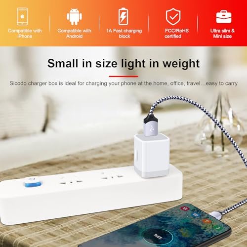 Sicodo 4-Pack High-Speed USB Wall Charger Block – Universal Fast Charging Adapter for i Phone 16/15/14/13/SE (2020) & Samsung Galaxy S25/S24/S23 – Compact Travel-Friendly Design for Enhanced Portability and Performance – Stay Connected Anytime, Anywhere!