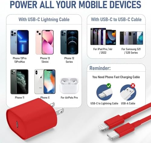 Ultra-Fast Charging Kit for i Phone 14/13/12 – 20 W USB-C Power Block & Dual 6 FT Lightning Cables in Vibrant Green – Superior Compatibility for Pro/Plus Models – Recharge Up to 50% in Just 30 Minutes – Stylish, Durable Design for Daily Use – Maximum Efficiency Meets Trendy Aesthetics