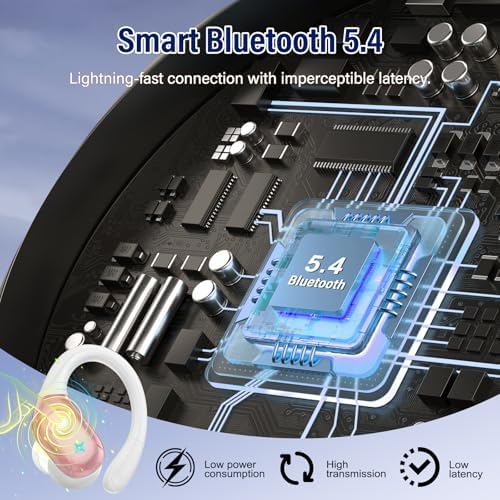 Advanced Bluetooth 5.4 Wireless Earbuds with Deep Bass – 75 Hours Playtime, IP7 Waterproof Sports Earphones Featuring Ergonomic Earhooks, LED Battery Display, and 4 ENC Microphones for Enhanced Sound Quality and Clear Calls – Perfect for Fitness Enthusiasts and Music Lovers in Sleek Black