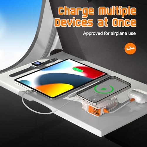 Compact Magnetic Power Bank – P05 Portable Charger with 10000 m Ah Capacity for Fast Wireless Charging, Built-in Cable & Foldable Plug – Perfect Travel Companion for i Phone, Samsung & Android Devices