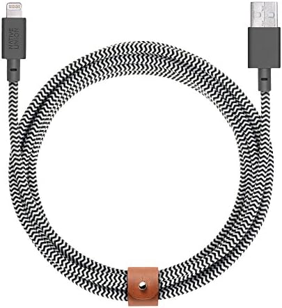 Native Union Belt Cable XL – 10 ft Reinforced Lightning to USB Charging Cable with Leather Strap – MFi Certified for i Phone 14, 13, 12, & Earlier Models – Premium Durability Meets Elegant Convenience – Ideal for Home, Office, and Travel
