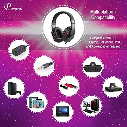 Picozon Ultimate USB Gaming Headset – Featherweight Over-Ear Design with Superior Noise-Cancelling Mic for PS4 & PS5 – Immerse Yourself in High-Fidelity Sound and Unmatched Comfort for Extended Play Sessions Across Multiple Devices