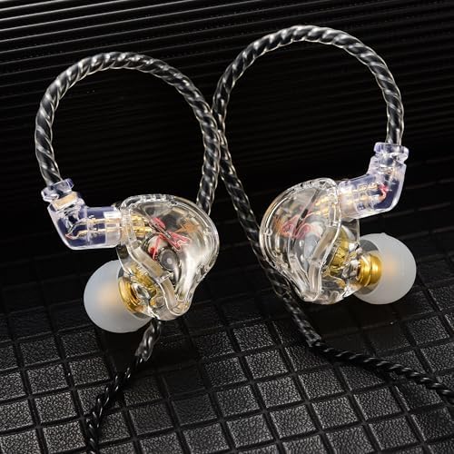 Transform Your Listening Journey with QKZ ZXT Hi-Fi In-Ear Monitors – Pro-Grade Gaming Earbuds with Detachable Cable for Musicians and Gamers – Experience Unmatched Audio Clarity, Versatile Device Compatibility, and Fashion-Forward Transparent Design for All-Day Comfort