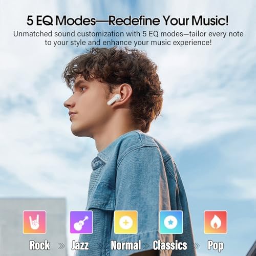 Ivory White Premium Wireless Earbuds – Cutting-Edge Bluetooth 5.4 Headphones with Touch Control, 48-Hour Battery Life, and 5 Customizable EQ Modes for Superior Sound Quality – IPX7 Waterproof with Active Noise Cancelling and Transparency Mode for Ultimate Comfort and Versatility