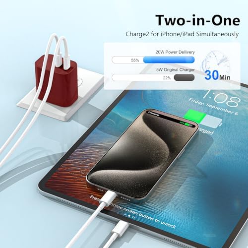 High-Speed Dual-Port USB C Charger Block – 3-Pack 20 W Type-C Wall Adapter for i Phone and i Pad Pro – Ultimate Convenience for Multi-Device Charging on the Go, Safe & Compact Design