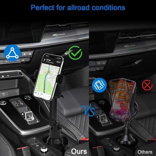 Transform Your Commute with the 2-in-1 Wireless Car Cup Holder Charger: 15 W Fast Charging Auto-Clamping Mount with 13-Inch Adjustable Neck for Enhanced Visibility – Universal Fit for i Phone & Samsung Devices – Securely Power Your Phone While Driving!