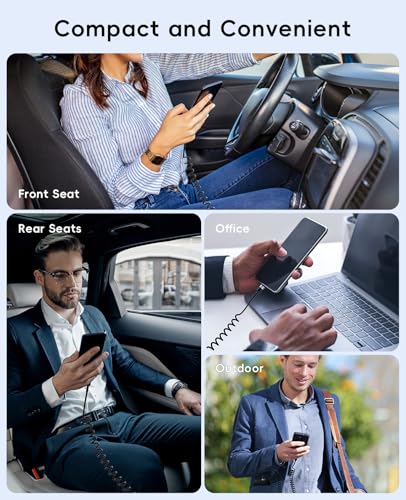 Ultimate Coiled USB A to USB C Cable for i Phone 15/16 Pro Max & Android Devices – Superior High-Speed Data Transfer & Robust Design for Seamless Apple Car Play & Android Auto Integration – Essential for Stress-Free Road Trips & Daily Drives