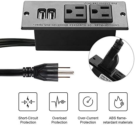 Transform Your Workspace with the Recessed Conference Power Strip Socket – Versatile 2-Outlet Charging Station with Dual USB Ports for Rapid Device Powering and Enhanced Organization in Professional Settings