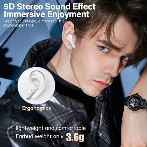 A10 Pro Wireless Earbuds – Advanced Bluetooth 5.3 Hi-Fi Stereo Headphones with 50 Hours Playtime, ENC Noise Cancellation for Superior Clarity, IPX7 Waterproof for Active Users, LED Battery Monitor – Ideal for Gym, Running, and Everyday Connectivity – Sleek Black Design