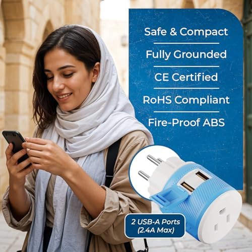 OREI Switzerland Travel Plug Adapter with Dual USB Ports – Ultimate Type J Charging Solution for USA Devices – Fast, Efficient Power for i Phones, Laptops, Tablets & More – Essential Travel Accessory for Hassle-Free Connectivity
