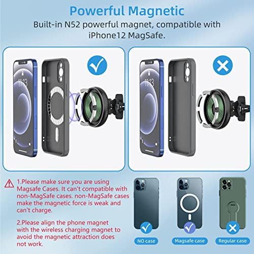 Mag Safe Car Mount Charger for i Phone 12-16 Pro, Pro Max, Plus & Mini – Fast 36 W QC 3.0 Wireless Charging with Strong Magnetic Hold for Dashboard and Vent – Sleek Dark Black Design for Ultimate Device Security and Accessibility on the Road